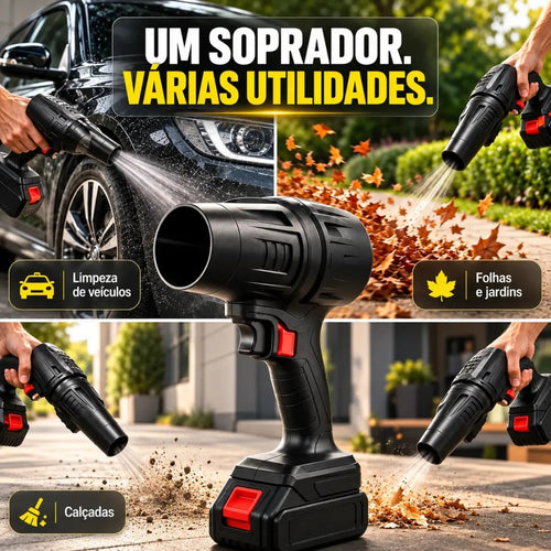 Soprador 48v Turbo Portátil Quicko Com 2 Baterias Recarregáveis Potente Preto