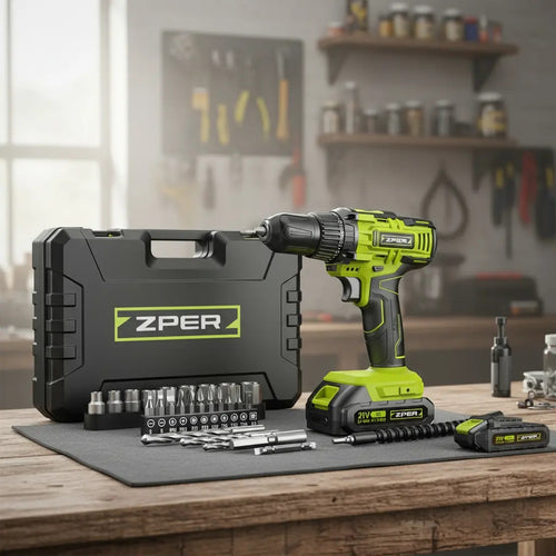 Furadeira de Impacto ZPER 21V 17000 BPM 2 Baterias Li-ion Verde
