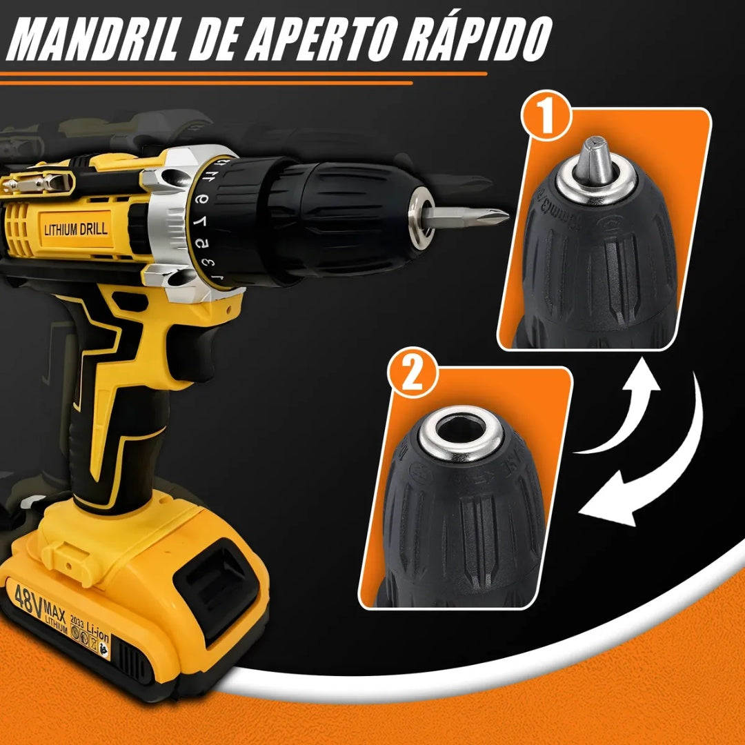 Parafusadeira Furadeira 48v Velocidade Variável Reversível