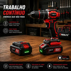 Furadeira de Impacto Brushless 21V com 2 Baterias e Kit 46 Peças